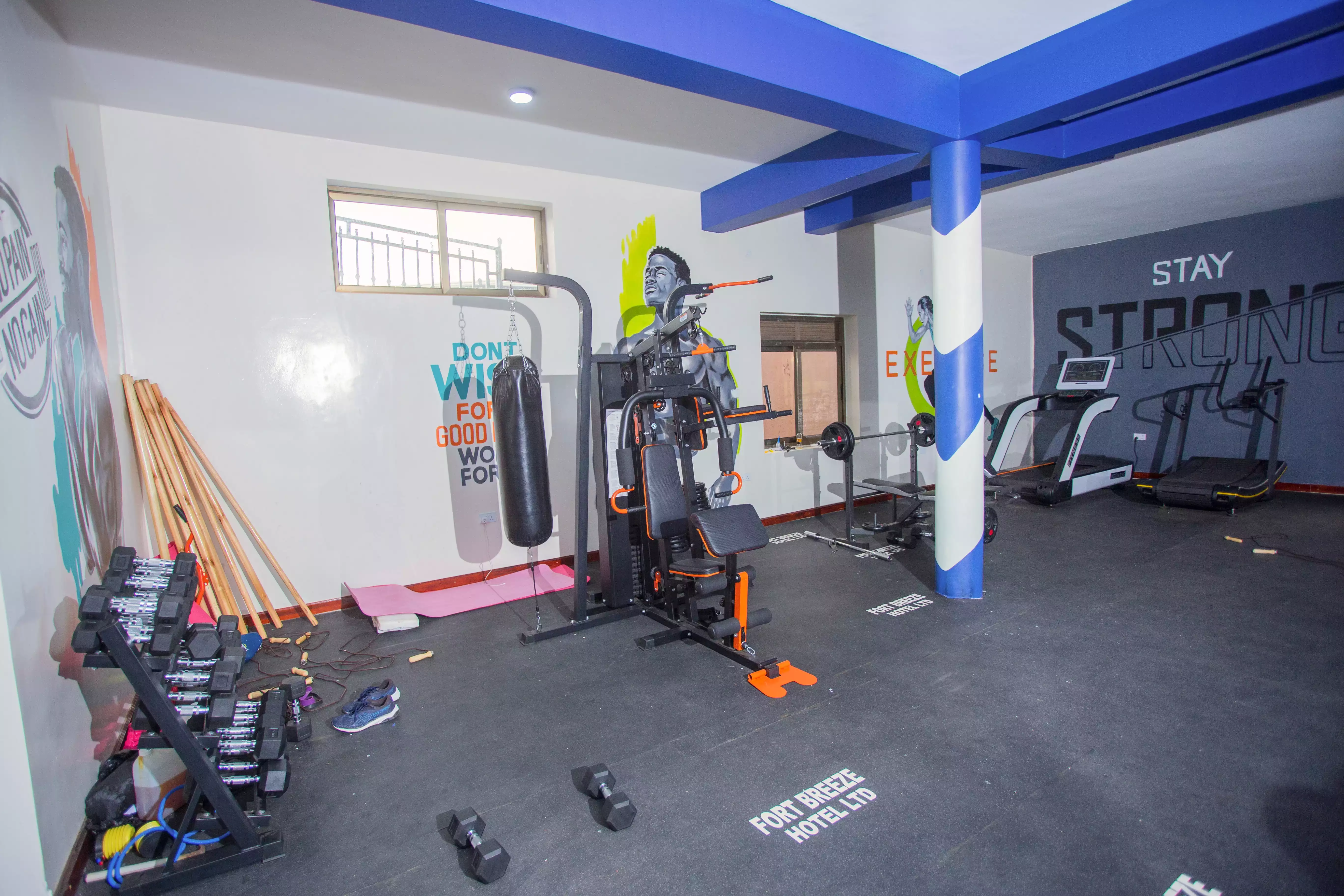 Fitness center at FortBreeze Hotel Uganda